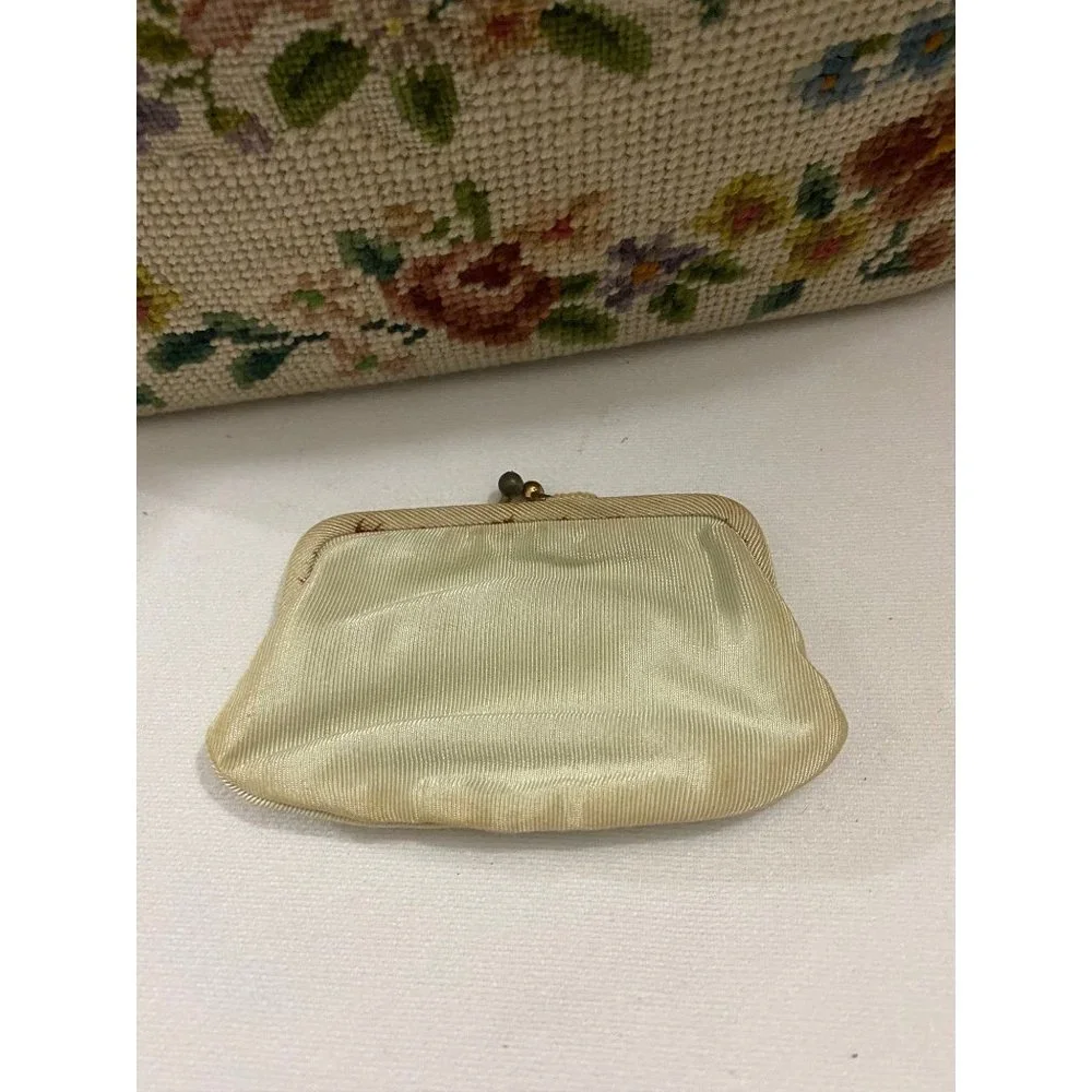 Medium Size Floral Petit Point Women Handbag - Picture 11 of 16